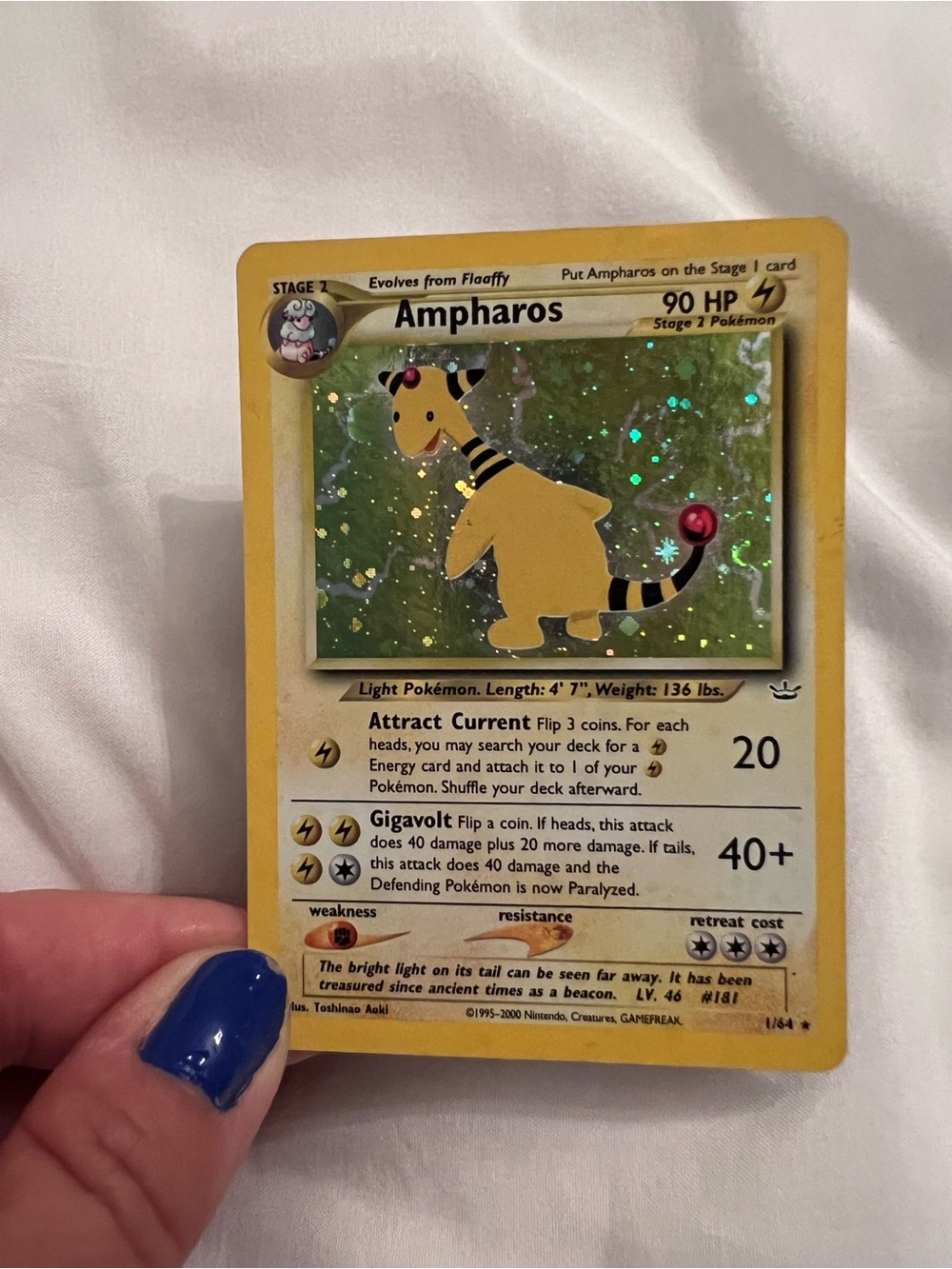 2001 RARE Ampharos Pokemon Card Neo Revelation Holo - Picture 9 of 10